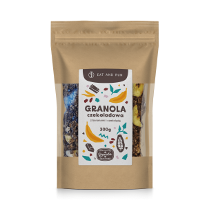 Granola czekoladowa z bananami i czekoladą 